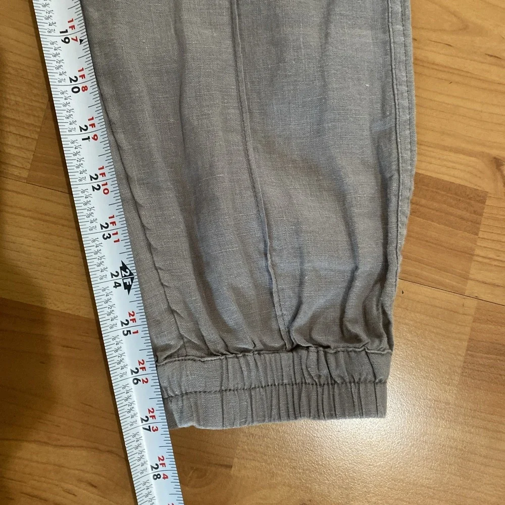 Cynthia Rowley Pants Womens Medium Gray‎ 100% Linen Pull on Jogger Pockets Beach